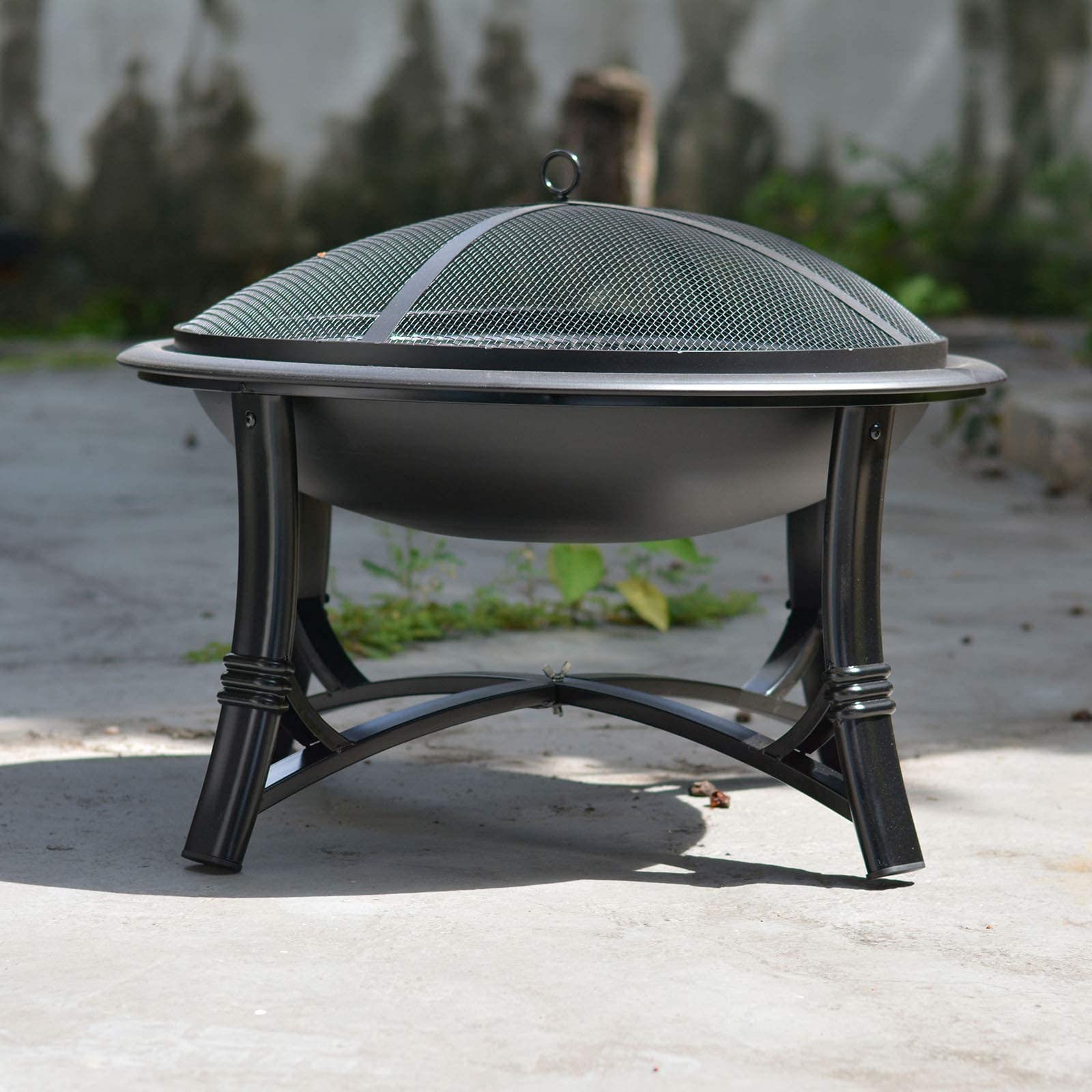 Mesa para Fogatas para Exterior, Fogata para Leña, Mesa Multifuncional para Fogatas, Redonda con Cubierta de Pantalla de Chispa para Acampar, Calefacción, Fogatas, Barbacoa 66cm