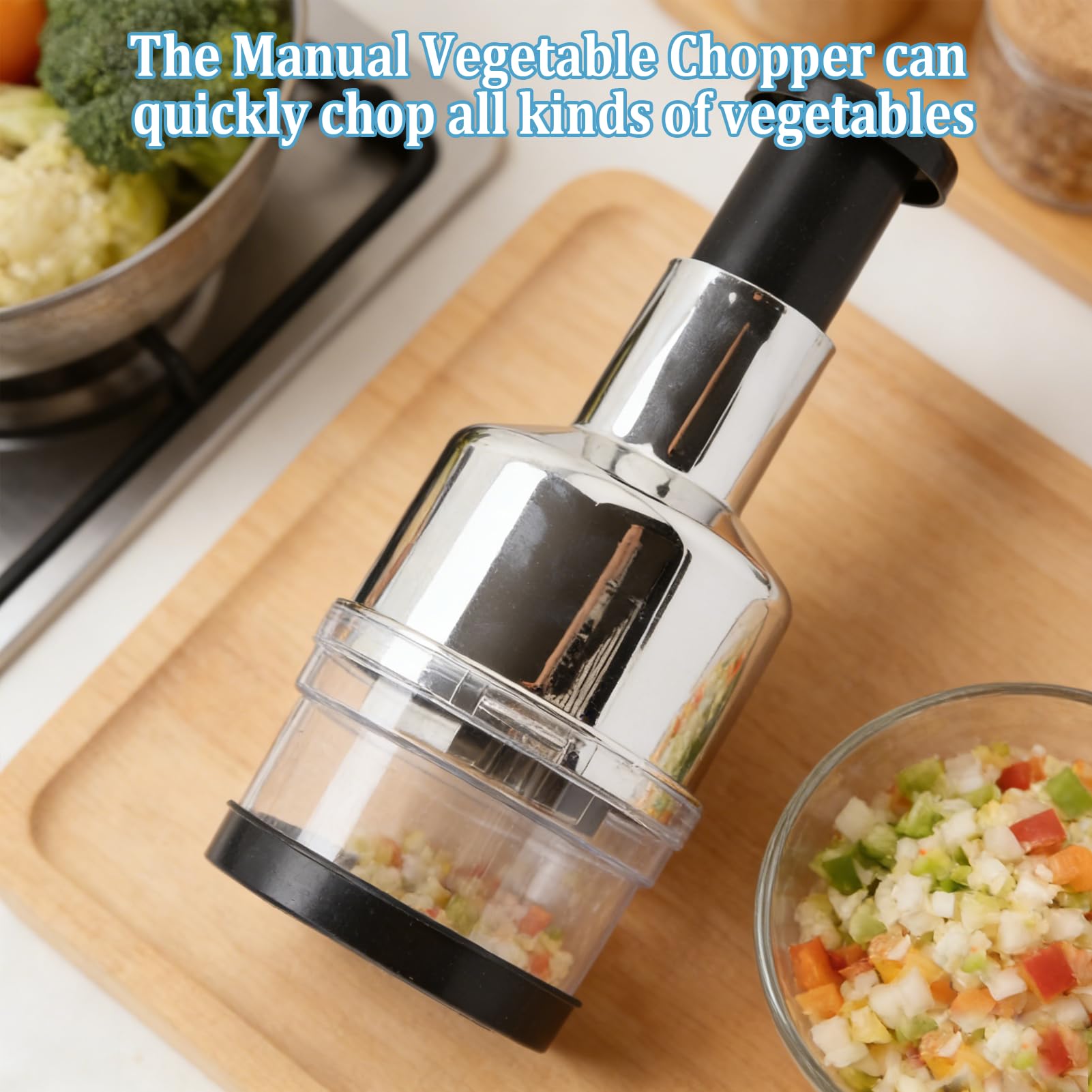 Chopper per cipolle, tritato per cipolle tritaverdure un mano -tritatutto manuale in Acciaio inossidabile per cucina domestica Ristorante Argento domestico