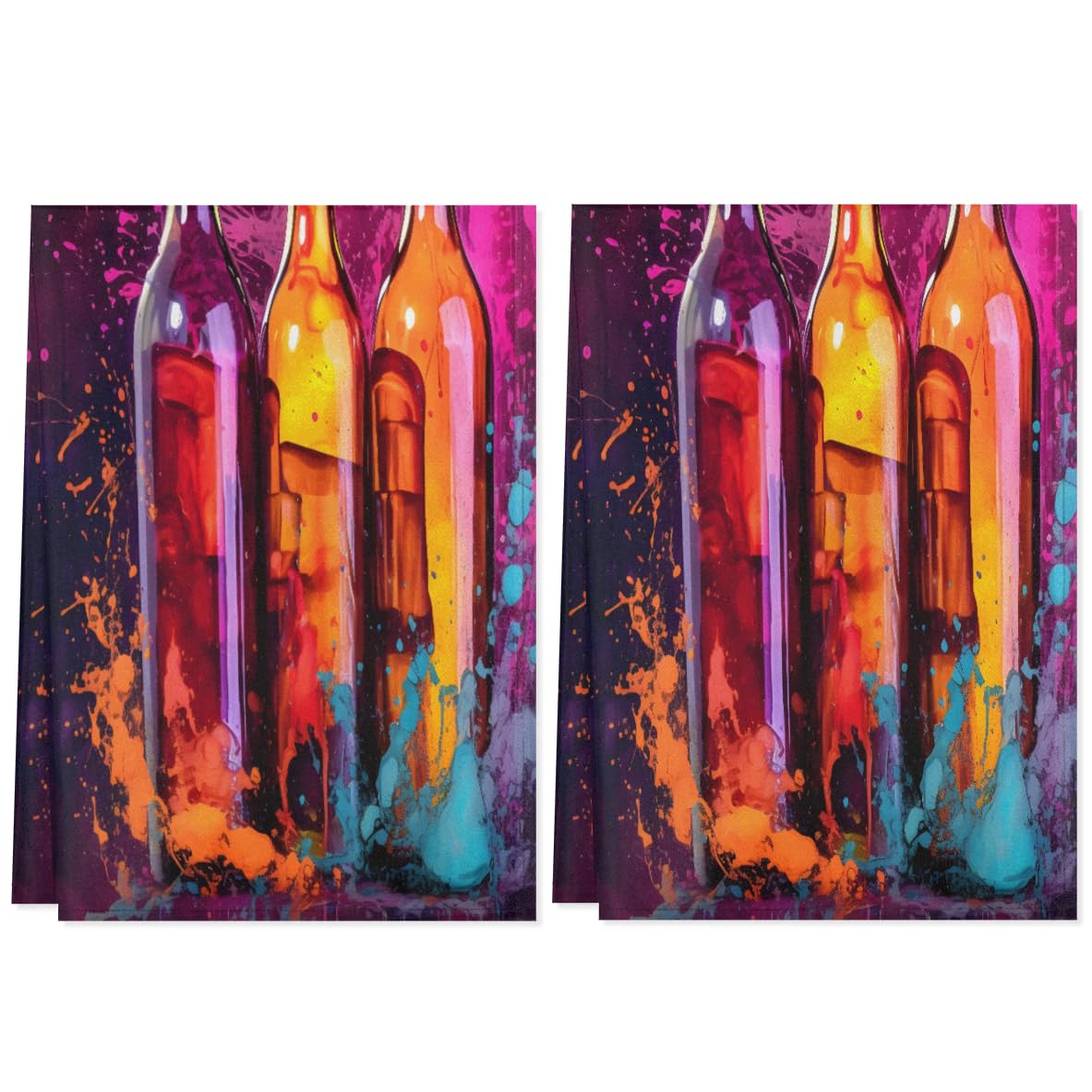 QsirBC Modern Food Pattern Kitchen Towels Set of 2 Hand Towels Dish Towels Reusable Decorative Towel Sets for Cooking Baking, 28.3 X 17.7 Inch