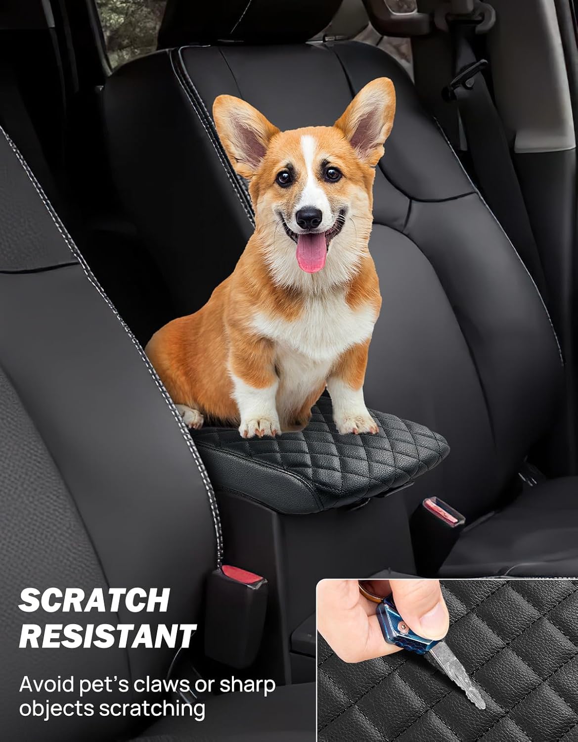 JOYTUTUS Center Console Cover Compatible with 2005-2021 Nissan Frontier Leather Armrest Cover Center Console Cushion Nissan Frontier Accessories