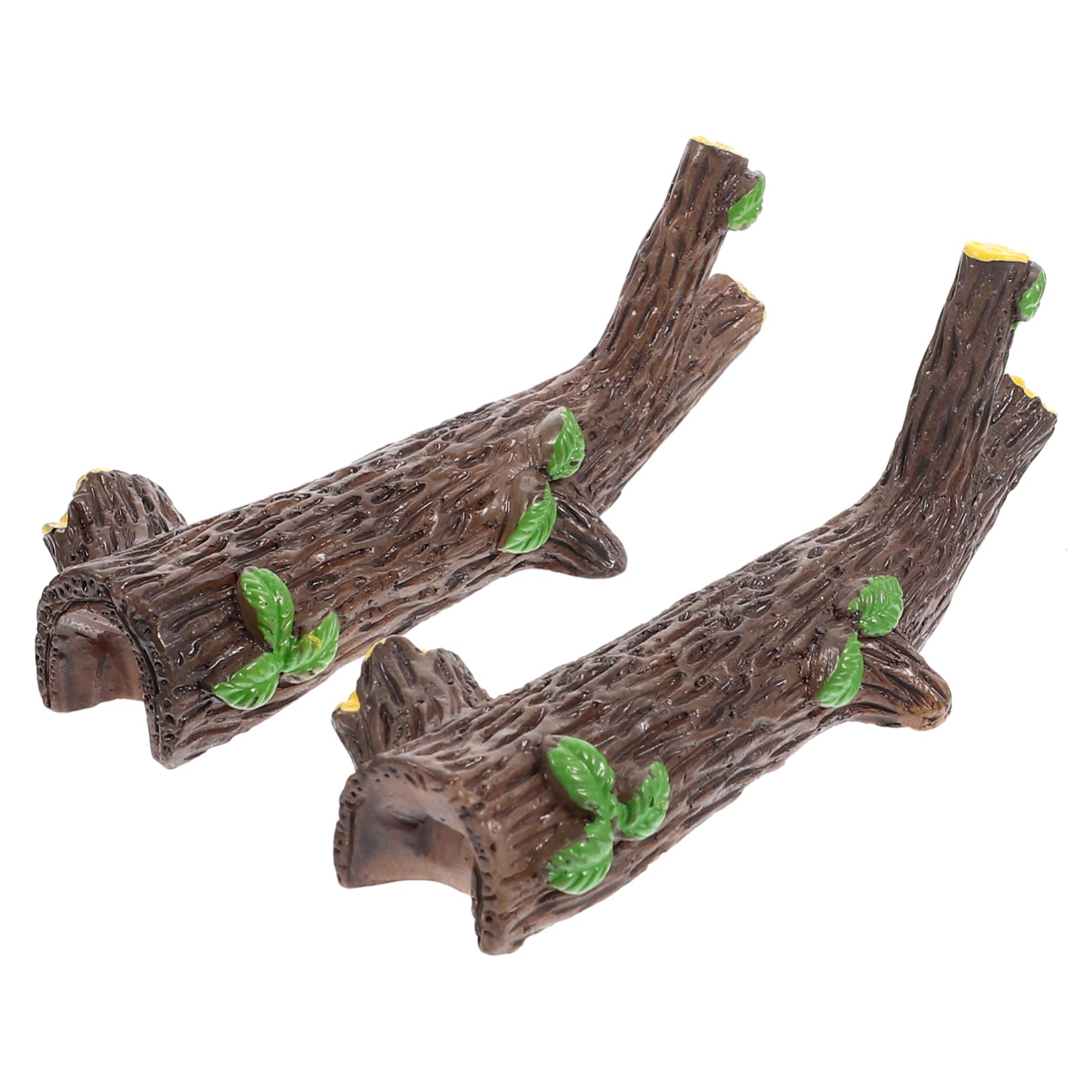 FUNOMOCYA Fish Tank Branch Landscape 2pcs Green Leafy Decorations Artificial Wood Simulations