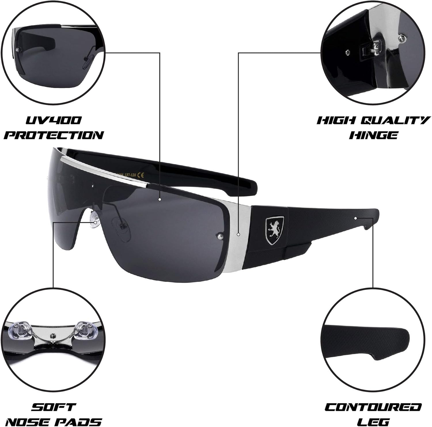 Khan Wedge - Rimless One Piece Shield Sunglasses