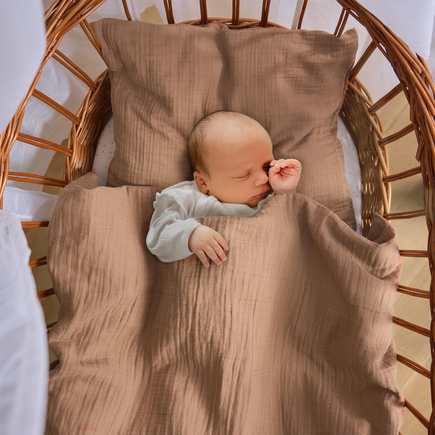 Laleni Baby Bedding 80x80 cm Made of Muslin Cotton with Pillowcase 35x40 cm - OEKO-TEX Certified - Taupe, 80x80cm 35x40cm - Image 2