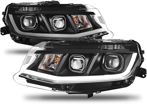Miniatura 2 de AKKON - Para 2016-2018 Chevy Chevrolet Camaro LED Bar DRL HighLow Beam Dual Proyector Faros - Carcasa Negra