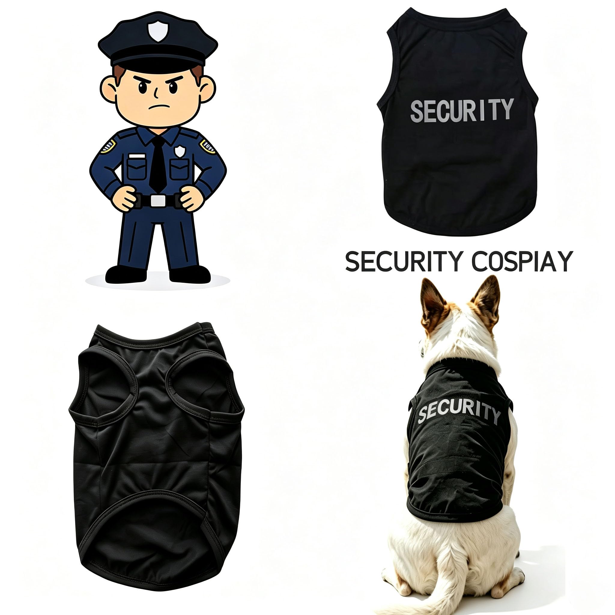 Hunde-Shirt, Sicherheitskatzenbekleidung, Kostüme für Cosplay, atmungsaktive Haustier-T-Shirts, Sommerkleidung, Weste für Hunde, Welpen, Jungen und Mädchen (M, schwarz)