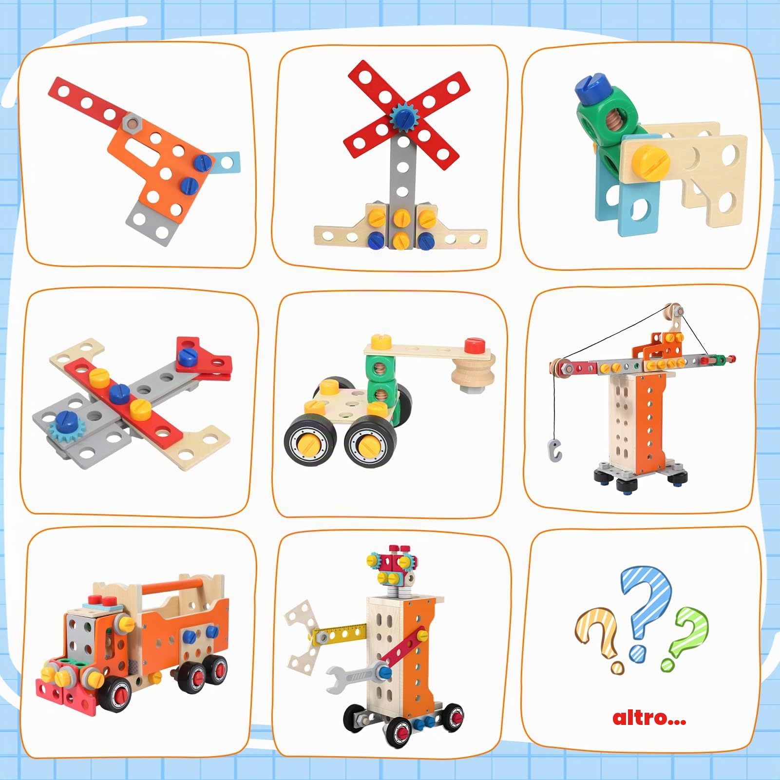 Cassetta Attrezzi in Legno Giochi per Bambini 3 4 5 6 Anni, Gioco Montessori Banco da Lavoro Kit di Valigetta Attrezzi 124 Pezzi, Giocattoli Educativi Regalo per Bambino Bambina