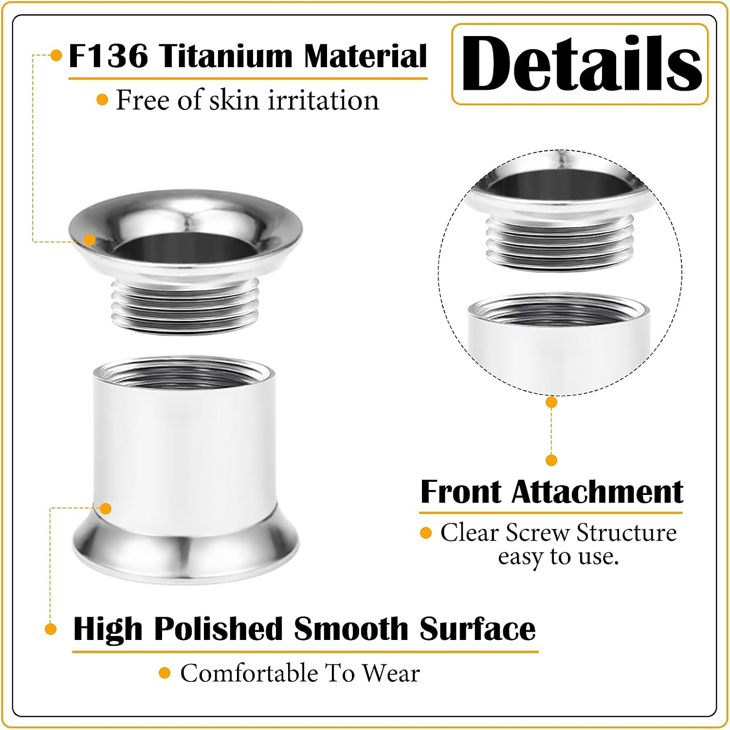 10G-00G Astm F136 Titanium Gauges Tunnels for Ear Screw Fit Double Flared Ear Gauges Tunnels Plug Earrings Expander Stretcher Piercing Jewelry for Women Men Silver Gold 1 Pairs