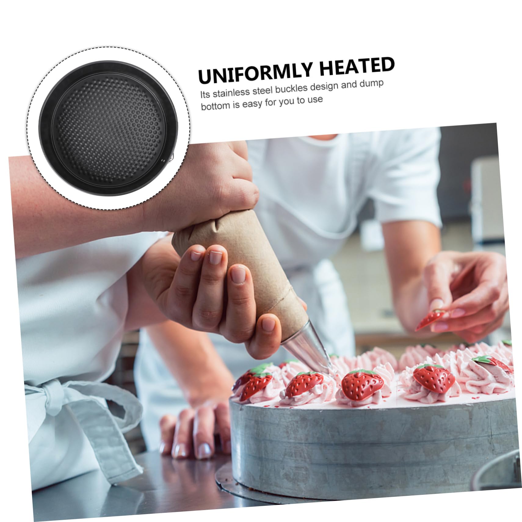 OFFSCH Round Non Stick Deep Cake Tin with Removable Base Buckles Design for Easy Baking and Healthy Cooking for Round Cake Preparation