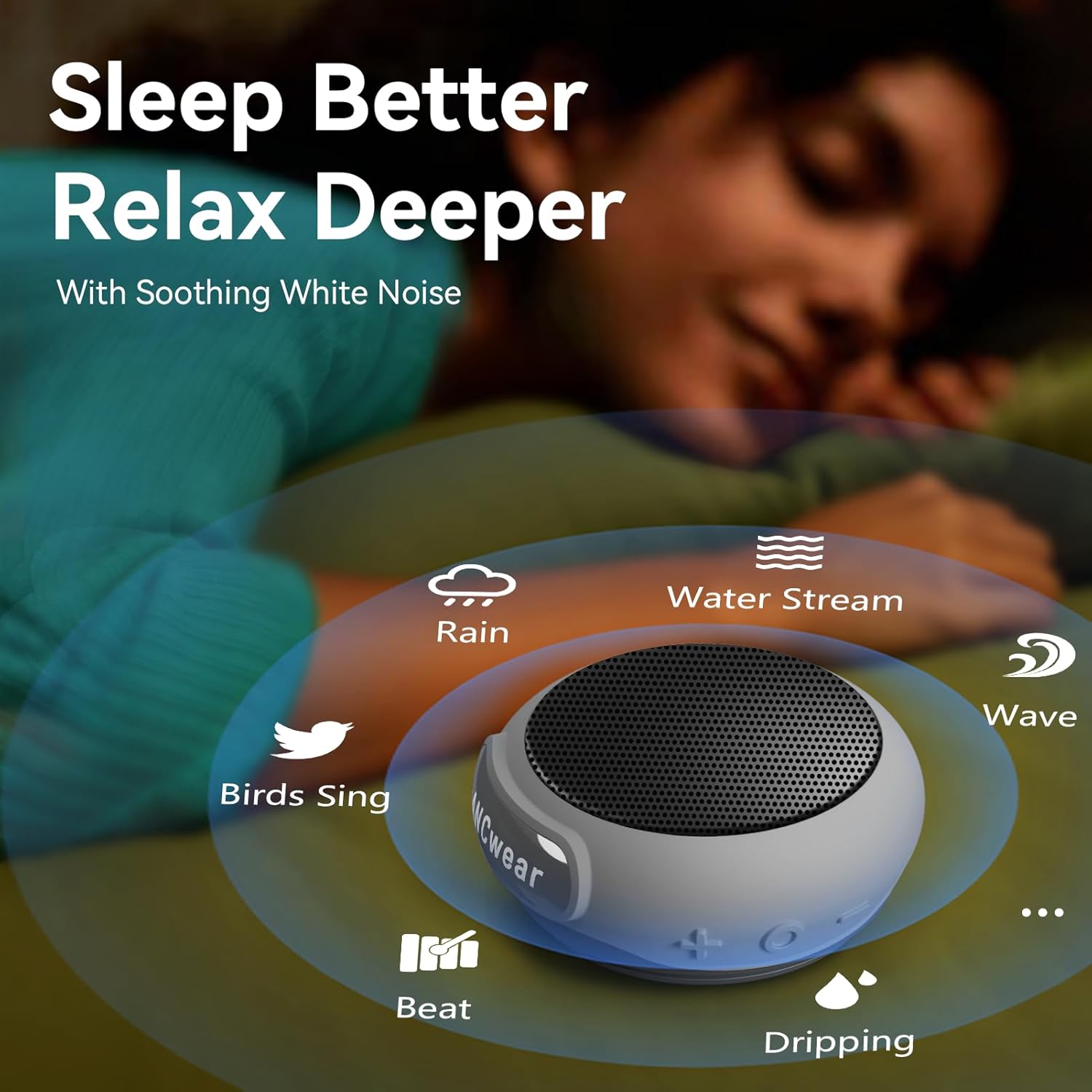 ANCwear Portable Bluetooth Speakers Wireless Mini Speaker with Enhanced Bass, HD Sound, Wearable Speaker with Microphone, 9.5H Playtime, IPX6 Waterproof for Sports, Outdoor Travel(Gray) - Image 5