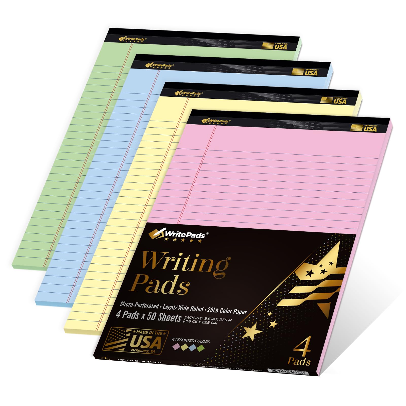 KAISA Colored Legal Pads 8 5 x 11 Note Pads Wide Ruled Writing Pads 50 Sheets Perforated Notepads