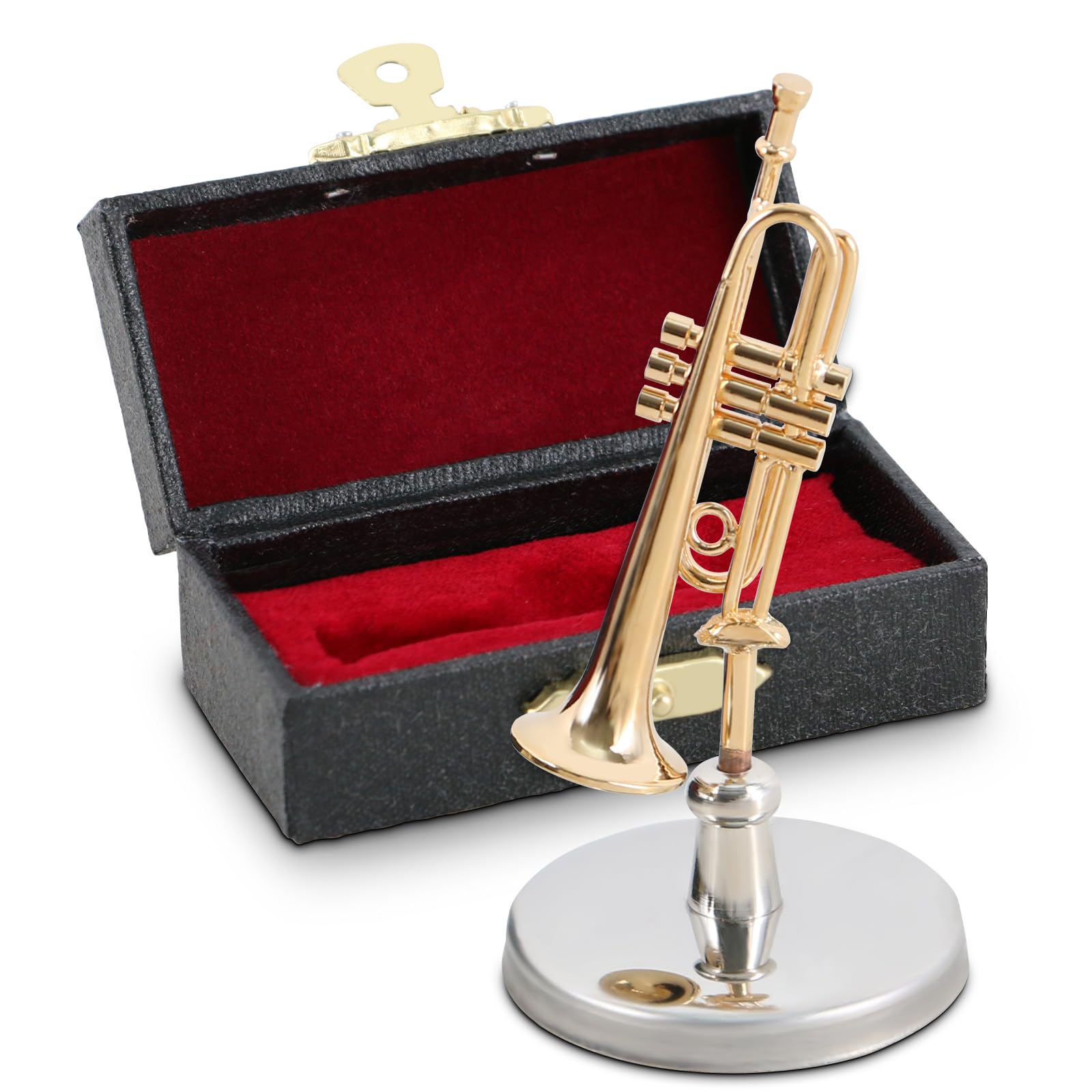 EASTROCK Mini Trumpet Model - 1.8in Trumpet Ornament Replica for Home Decoration and Musical Gift