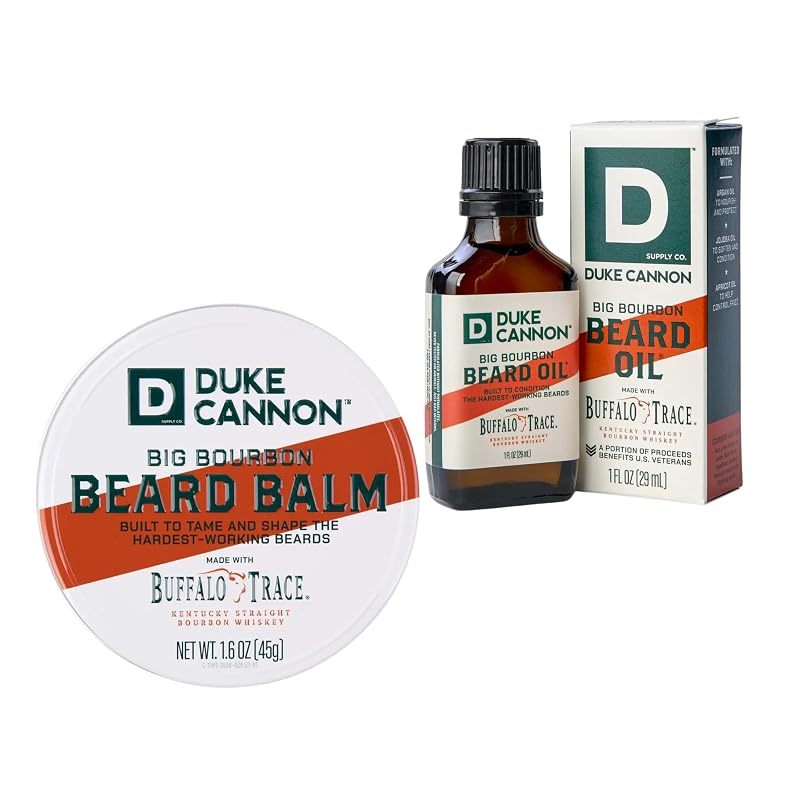 Duke Cannon Supply Co Kit para Barba Bourbon com Bálsamo e Óleo Mini, Buffalo Trace Bourbon, Pacote com 2