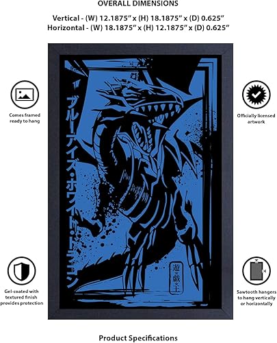 Miniatura 9 de Pyramid America - Póster de Yugioh - Dragón blanco de ojos azules de Yu-Gi-Oh - Póster enmarcado de 11 x 17 pulgadas, ideal para decoración de