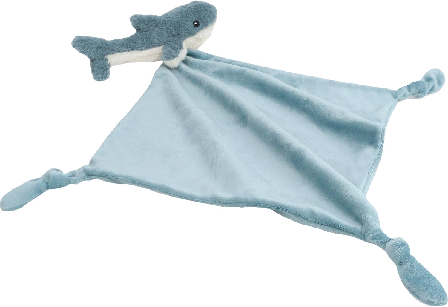 MON AMI Seaborn Shark Plush Lovey for Babies | 13.5-Inch Knotted Security Blanket | Soft Plush Comfort Toy | Perfect Newborn Essential for Birthdays & Baby Showers