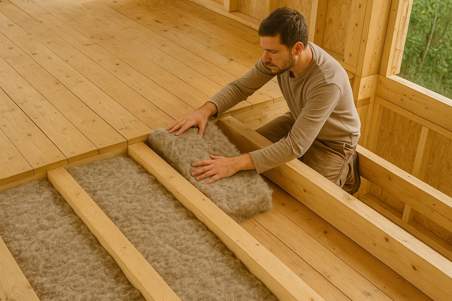 Laine de mouton naturelle en laine de mouton - Isolation écologique - Rouleau de 5 m x 0,5 m x 40 mm (2,5 m²))