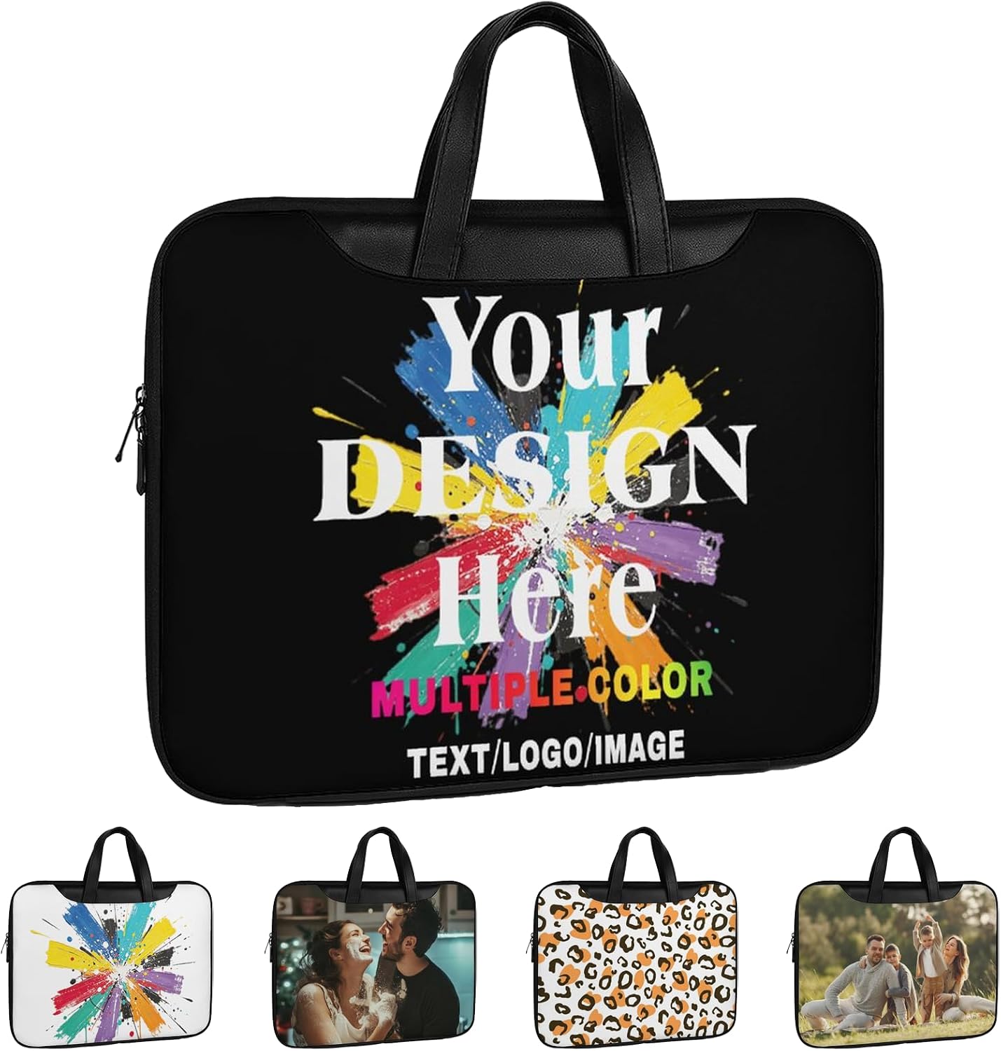 Custom Laptop Bag Personalized Computer Briefcases Black 16.5×12 in