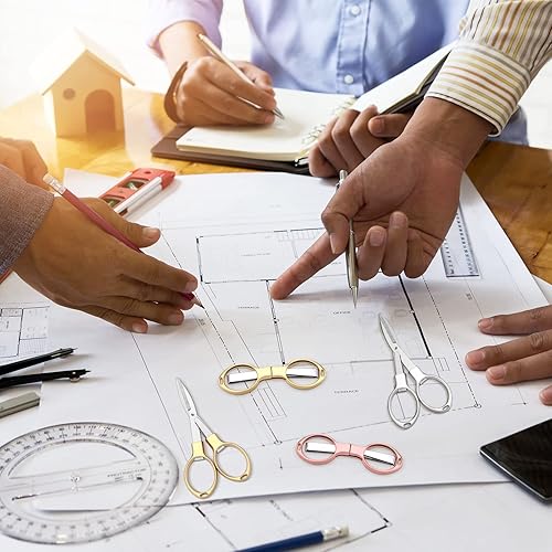 Miniatura 5 de Tatuo 6 tijeras plegables portátiles de bolsillo de viaje, mini carrete de insignia, cortador retráctil afilado de acero inoxidable pequeño para