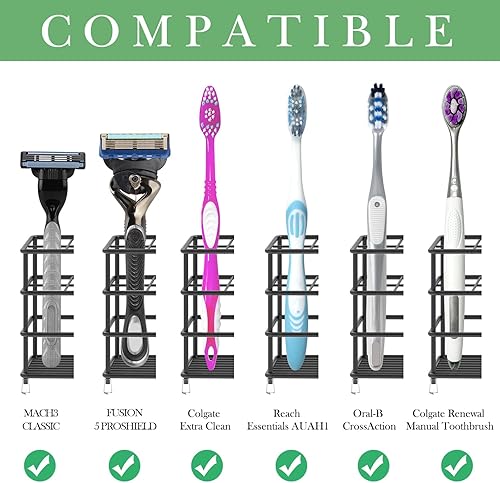 Vista 20 de Linkidea Soporte de pared para cepillo de dientes para baño, soporte de cepillo de dientes de acero inoxidable para cepillo de dientes eléctrico