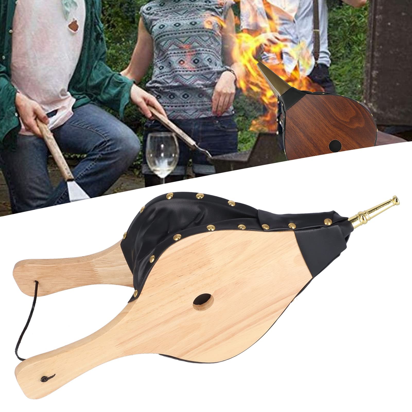 Soffietto per Camino Soffiatore in Legno Riduce i Rischi di Ustioni per la Griglia del Barbecue Dimensioni del falò Comodo Facile da Riporre per Cucinare All'aperto Campeggio BBQ Grill Camino