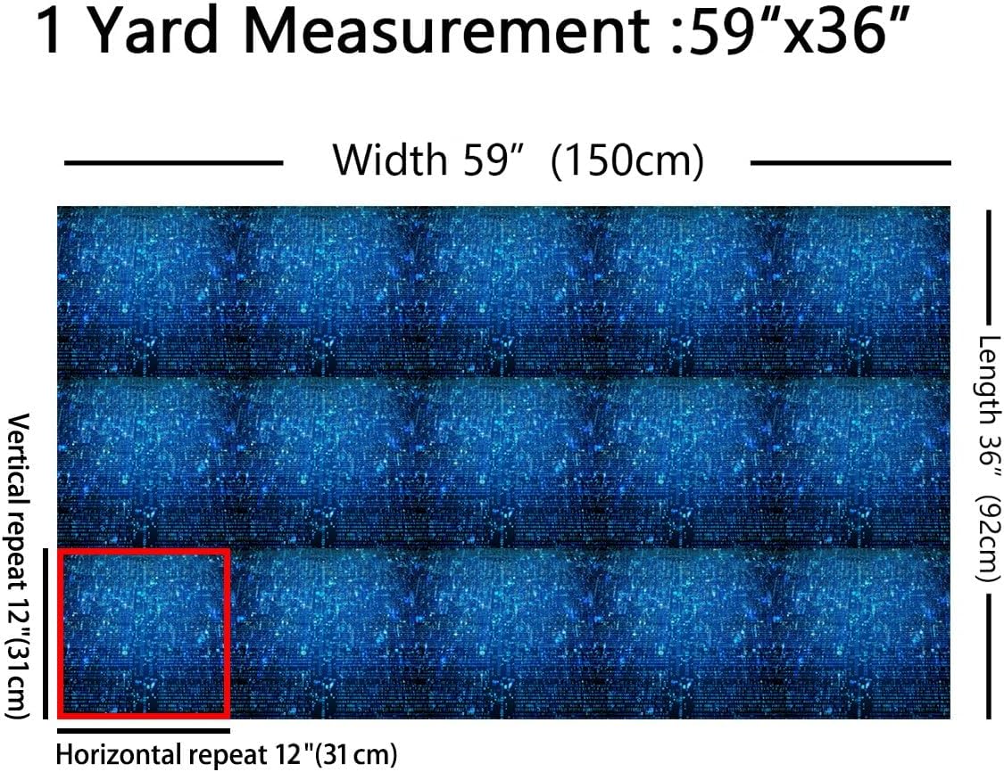 Erosebridal Technology Fabric by The Yard for Chairs,Computer Theme Upholstery Fabric for Girls Boys Teens Adult,Contemporary Craft Patchwork Watercolor Waterproof Decor,5 Yards,Dark Blue Black