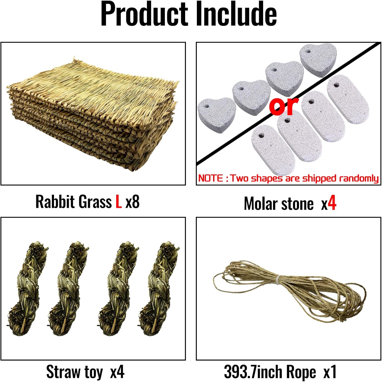 Tfwadmx Rabbit Grass Mat 8Pcs Large 16''x11'' Natural Woven Seagrass Mat Bunny Sleeping Bed Mat Cage Chew Toy for Chinchilla Guinea Pig Ferret Guinea Pig and Small Animals
