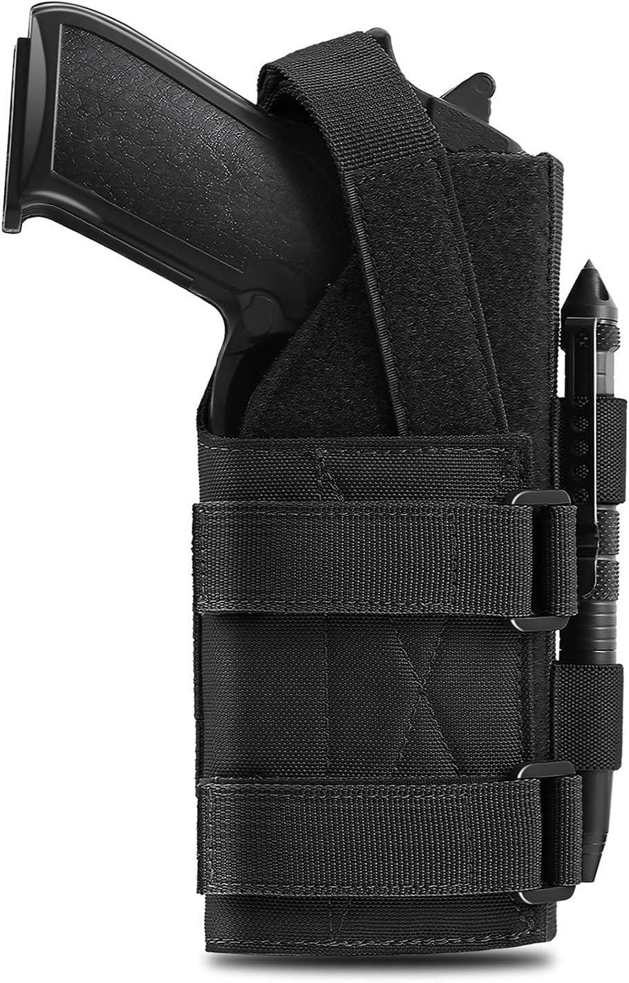 Universal Tactical Molle Pistol Gun Holster Adjustable Handgun Holster for 9mm G1ock 1911 G17 18 19 26 34, Ruger LCP, Beretta