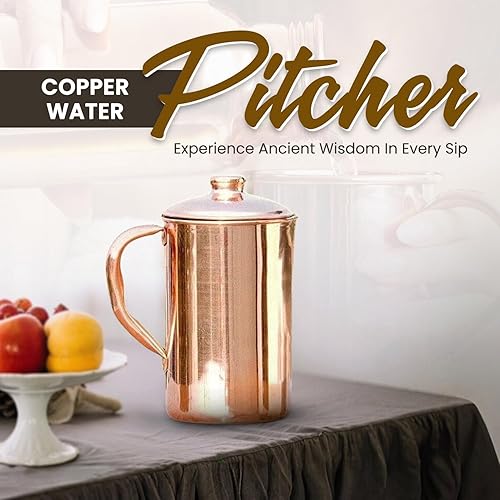 Miniatura 2 de 2activelife Jarra de cobre hecha a mano para agua potable para beneficios de salud ayurveda  Jarra tradicional de cobre para beber y servir agua en