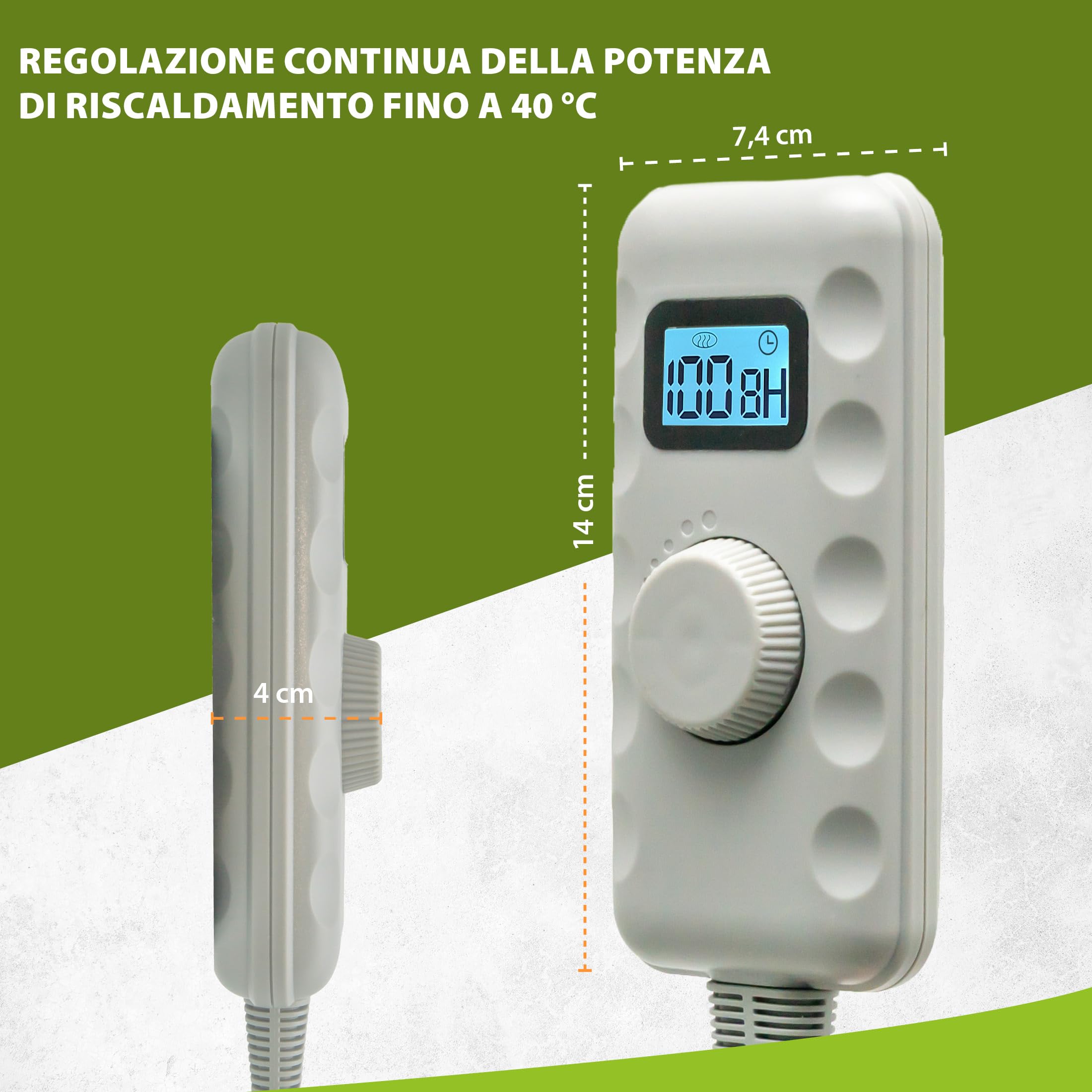 Mi-Heat Carbon Feet Pannello Riscaldante Scrivania Infrarossi (55x50cm) – Tappetino Piedi con Dimmer Regolabile Potente ca. 55°C – Base Antiscivolo, Grigio