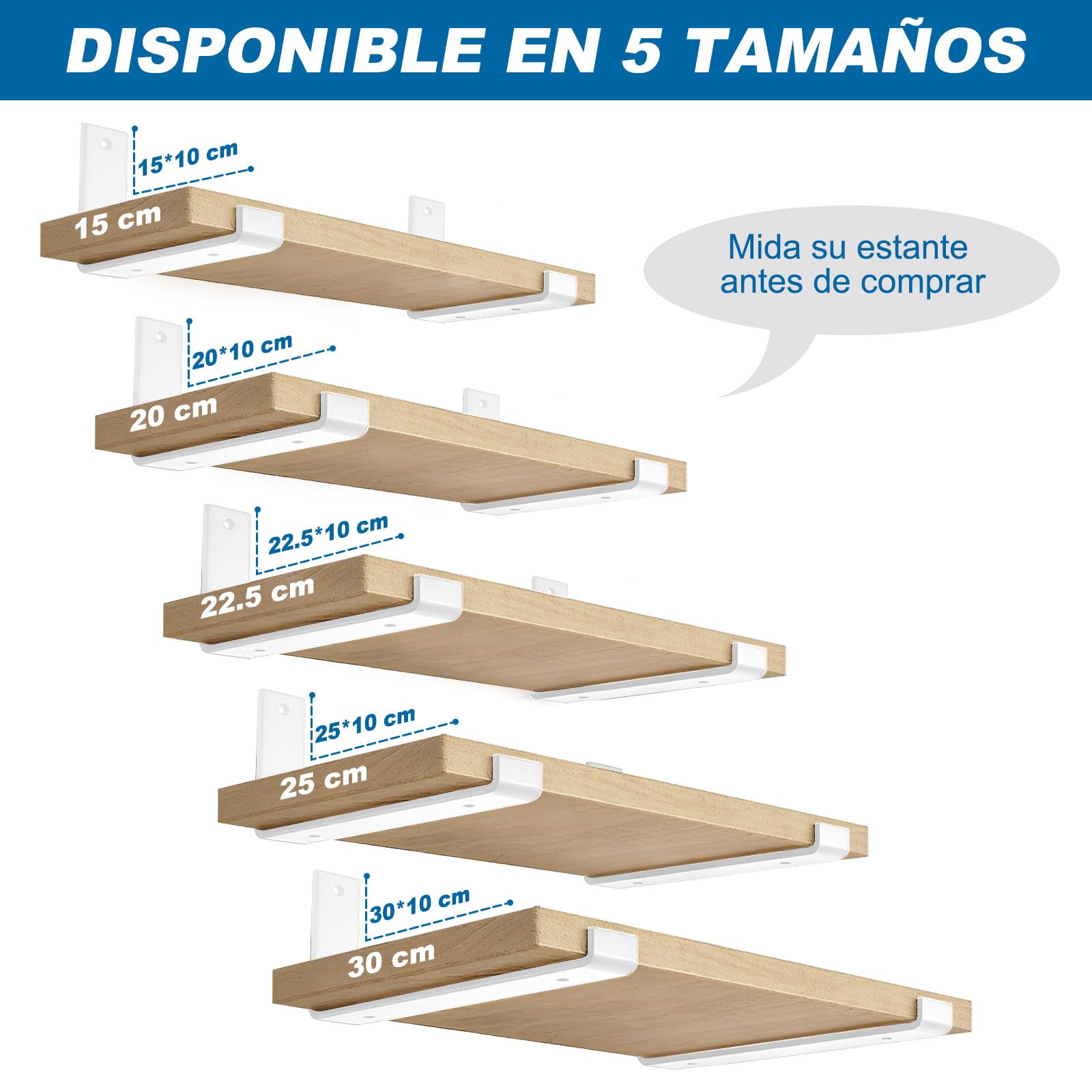 4 Piezas Soporte Estanteria Pared Blanca - Escuadras Metalicas de L 0,5 cm Grueso con Tornillos, Soportes para Balda Flotante, 30 cm