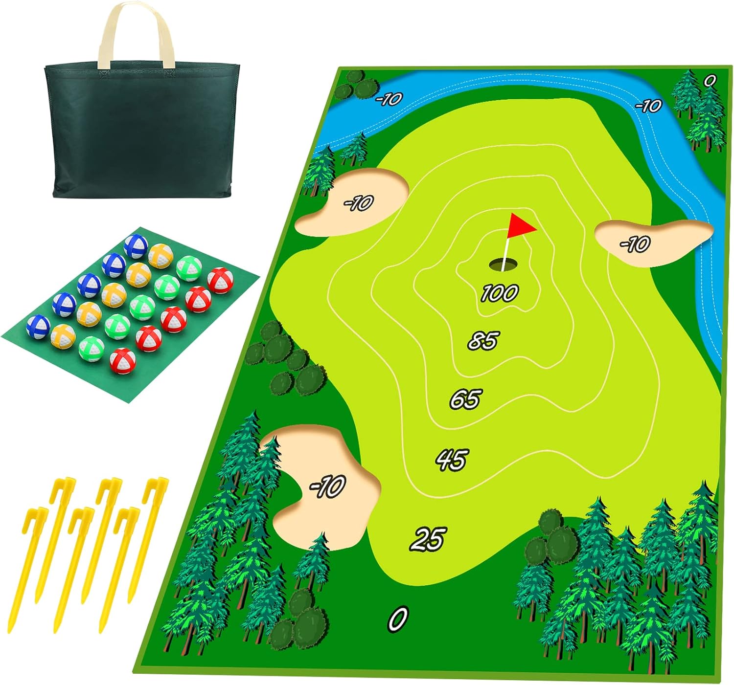 Chipping Golf Game Mat Set Indoor Stick Chip Game with