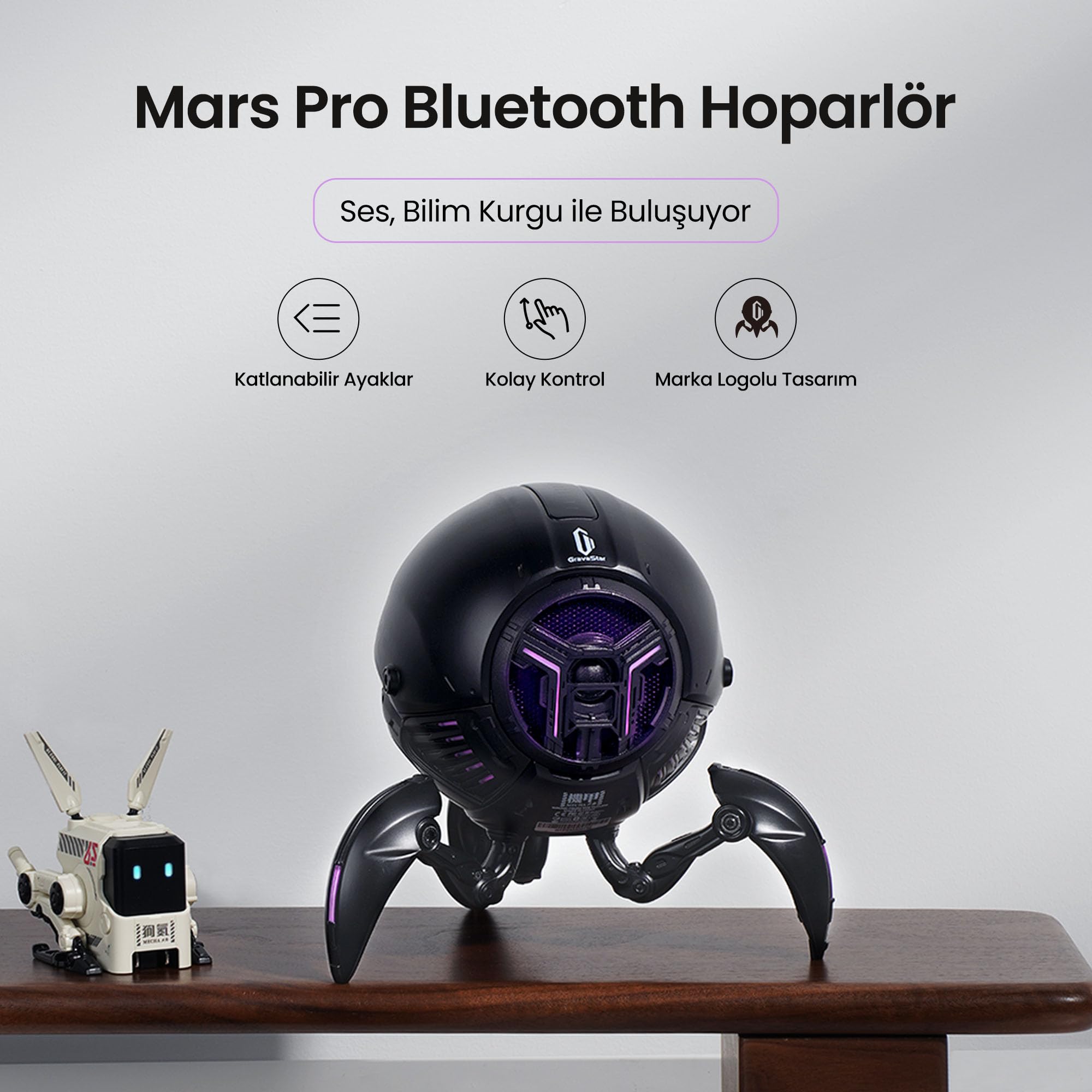 GravaStar Bluetooth Hoparlör Mars Pro Special Edition Aurochs 15 Saat Çalma Süresi G1 PRO Gerçek Kablosuz Stereo Ses Hoparlörü, harika tasarımlı