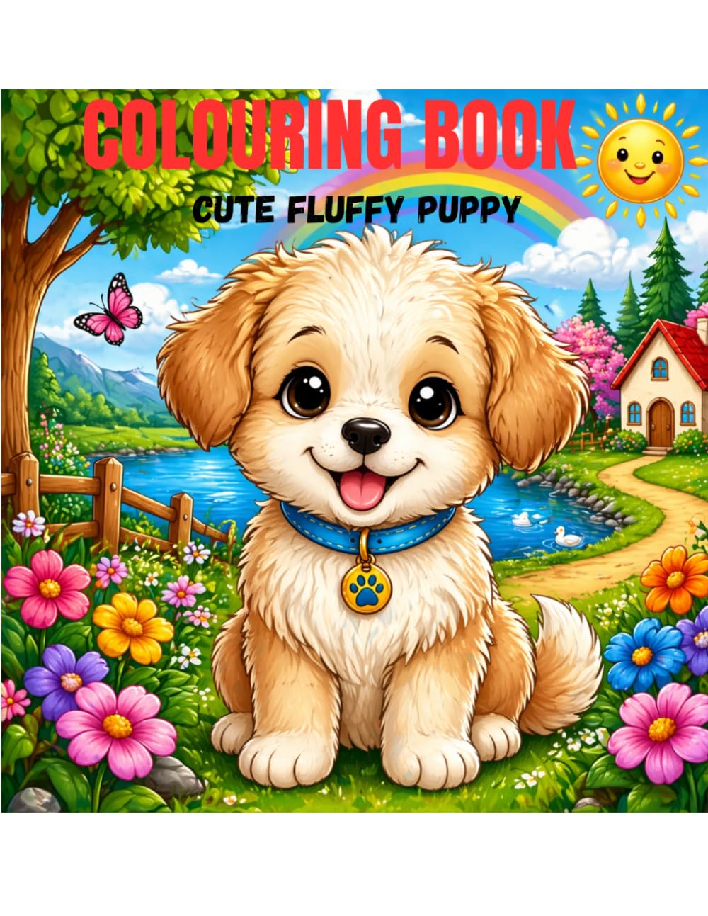 Cute Fluffy Puppy Coloring Book: Fun, Easy & Adorable Puppy Pages for Kids Ages 3-10 (Cute & Easy Coloring Books for Kids)