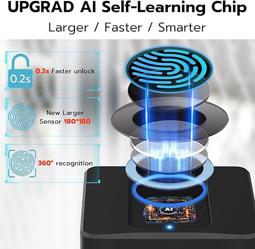 Miniatura 3 de Candado de huellas dactilares, Dhiedas Pad Lock con huella dactilar Bluetooth llave impermeable resistente cerradura de combinación para valla al