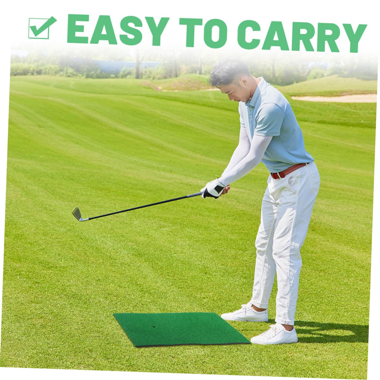 LIOOBO Nylon Golf Mat 2pcs Golf Practice Pad Improve Skills for Home or Office