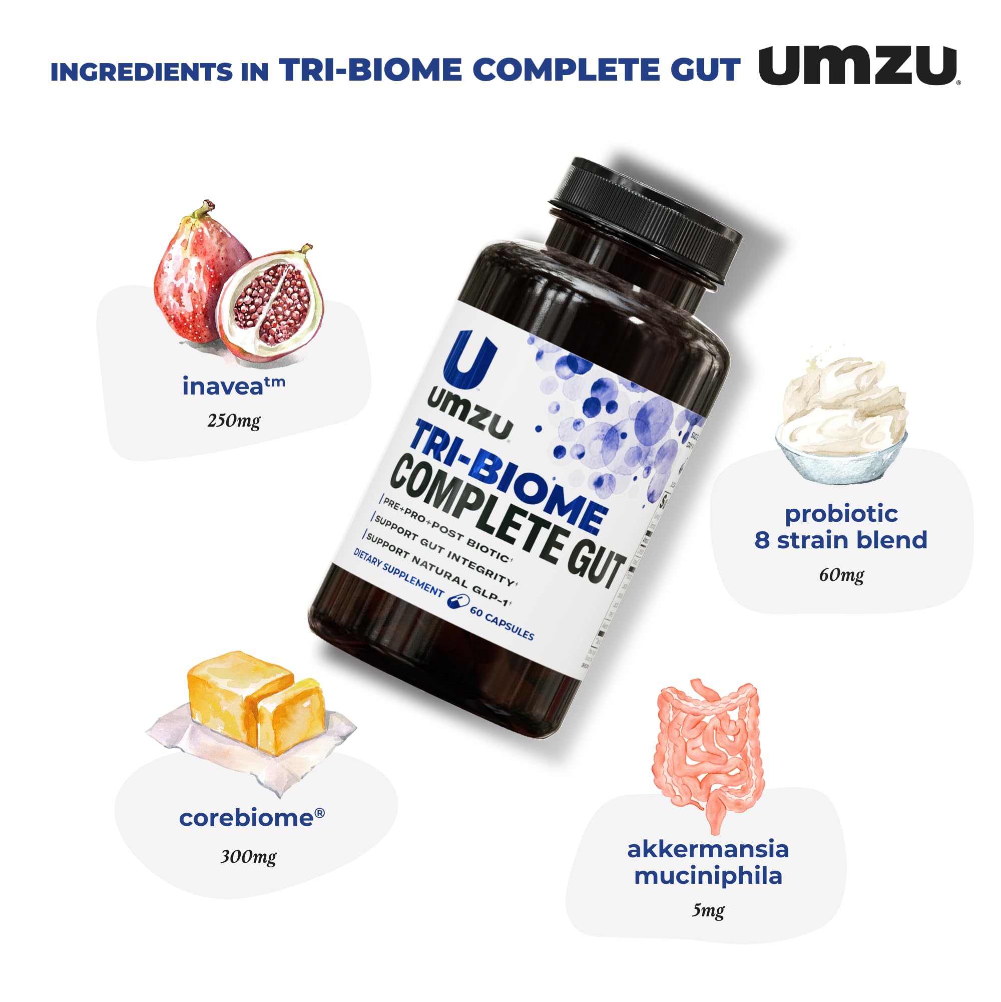 UMZU Tri-Biome Complete Probiotic Capsules, 30 Day Supply — Amazon image 2