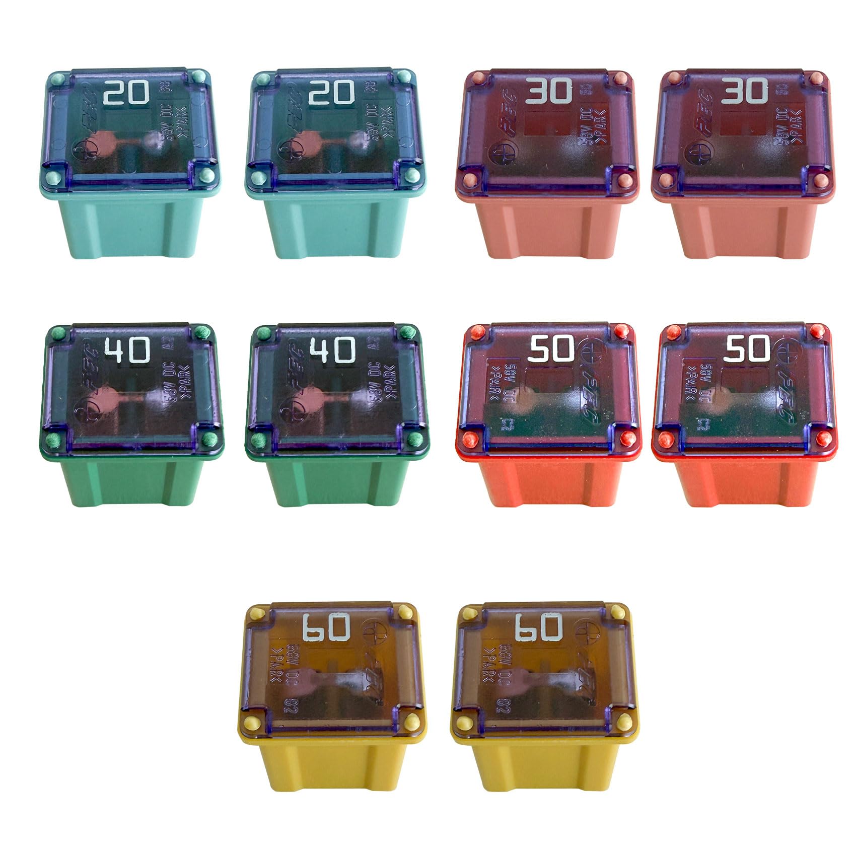 Kit di fusibili assortiti per auto, kit di fusibili per auto, a basso profilo, micro cartucce a forma di scatola, accessori per auto 20A/30A/40A/50A/60A, mini fusibili adatti per pickup