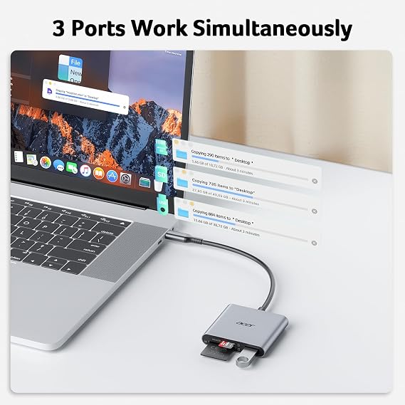 Acer USB-C SD Card Reader with Type-A 3.0, 170MB/s Card Adapter Aluminum