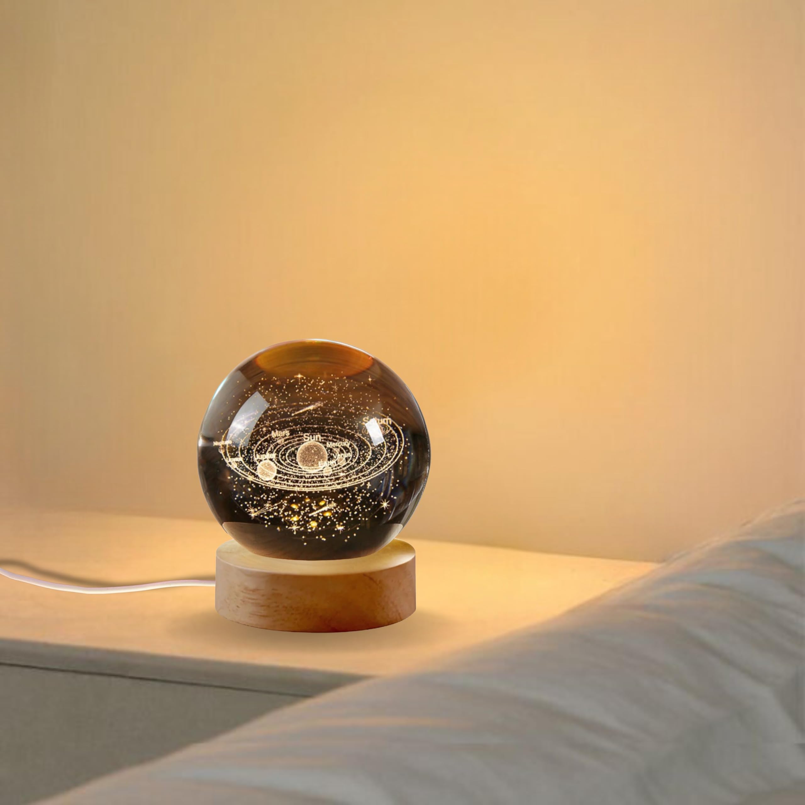 Nexify Fusion 3D Star Galaxy Crystal Ball Night Light with Wooden Base, Table Lamp 4