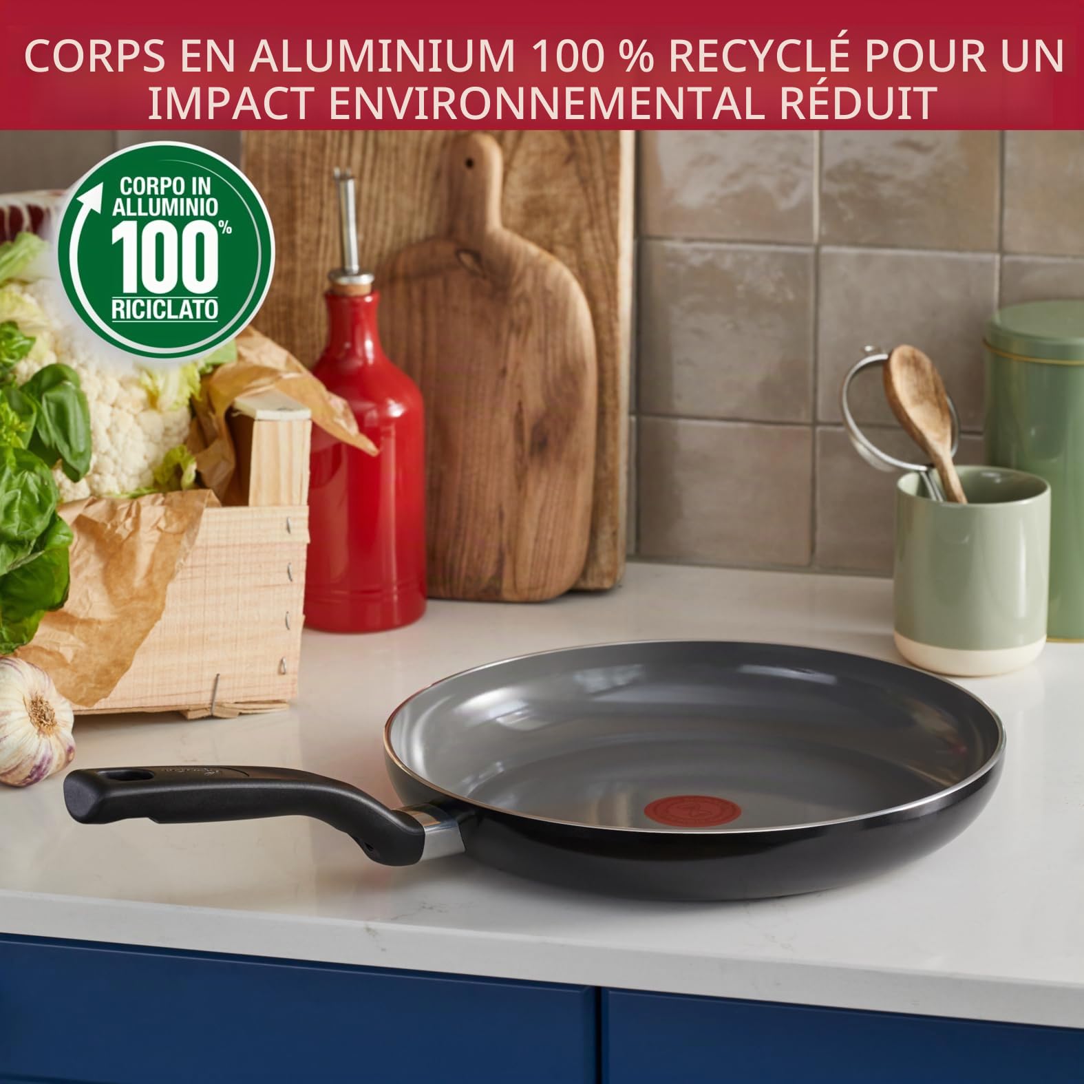 Lagostina Goccia Lot de 2 poêles 24/28 cm, revêtement en céramique antiadhésif, glisse optimale, nettoyage facile, écologique, thermo-Signal, sûr, compatible avec induction