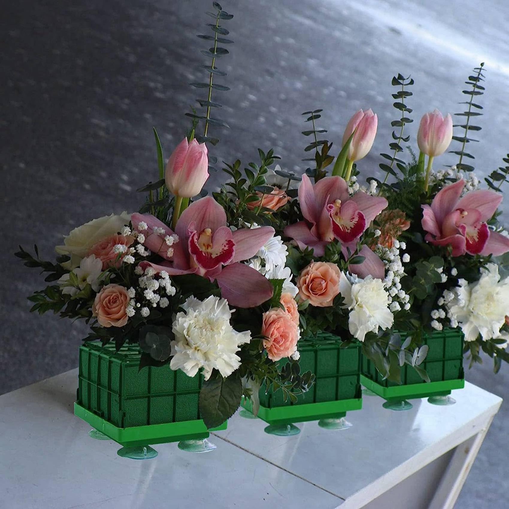 16 Piezas Jaula Espuma Floral para Flores Jaula de Espuma Floral Cuadrada Porta Flores con Espuma Floral para Jaula de Flores