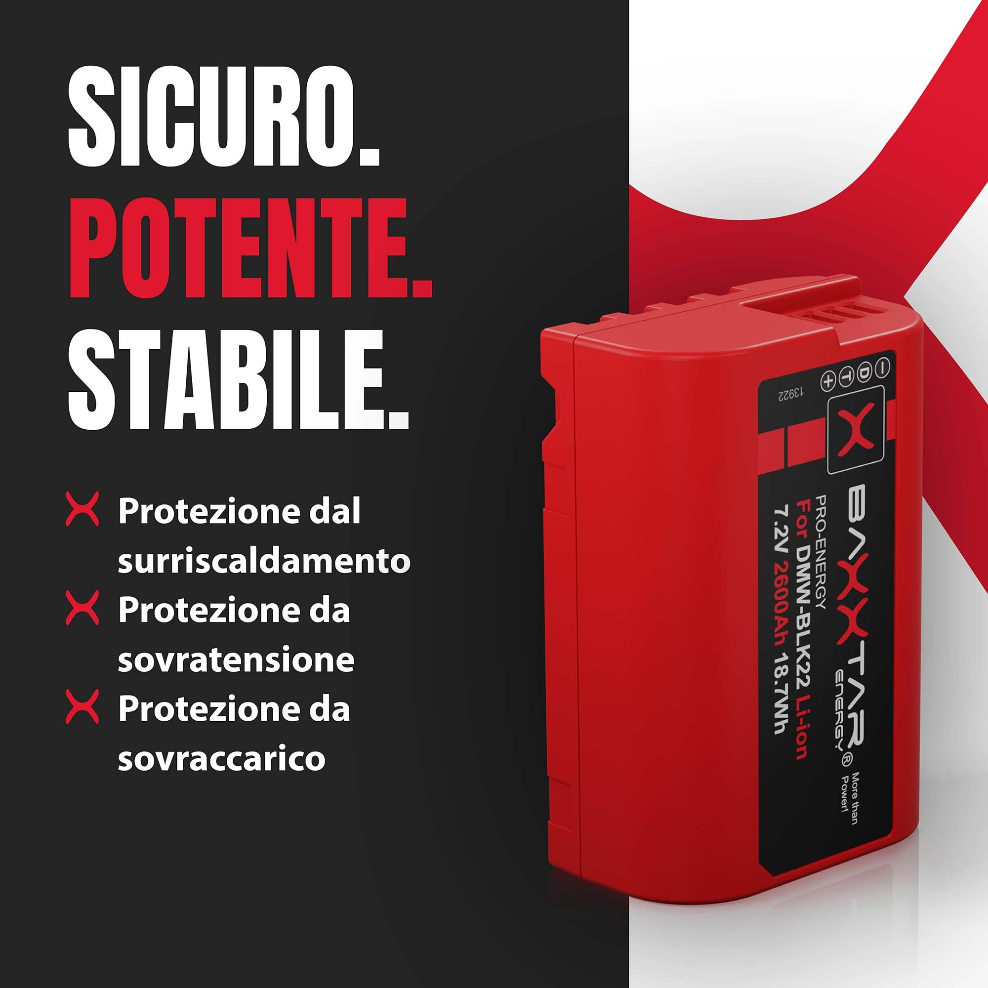 Baxxtar PROTECT Batteria DMW-BLK22 2600mAh Per Panasonic Lumix DC-S5, S5II, GH6, G9 – Durata Extra Per Video E Foto - 2