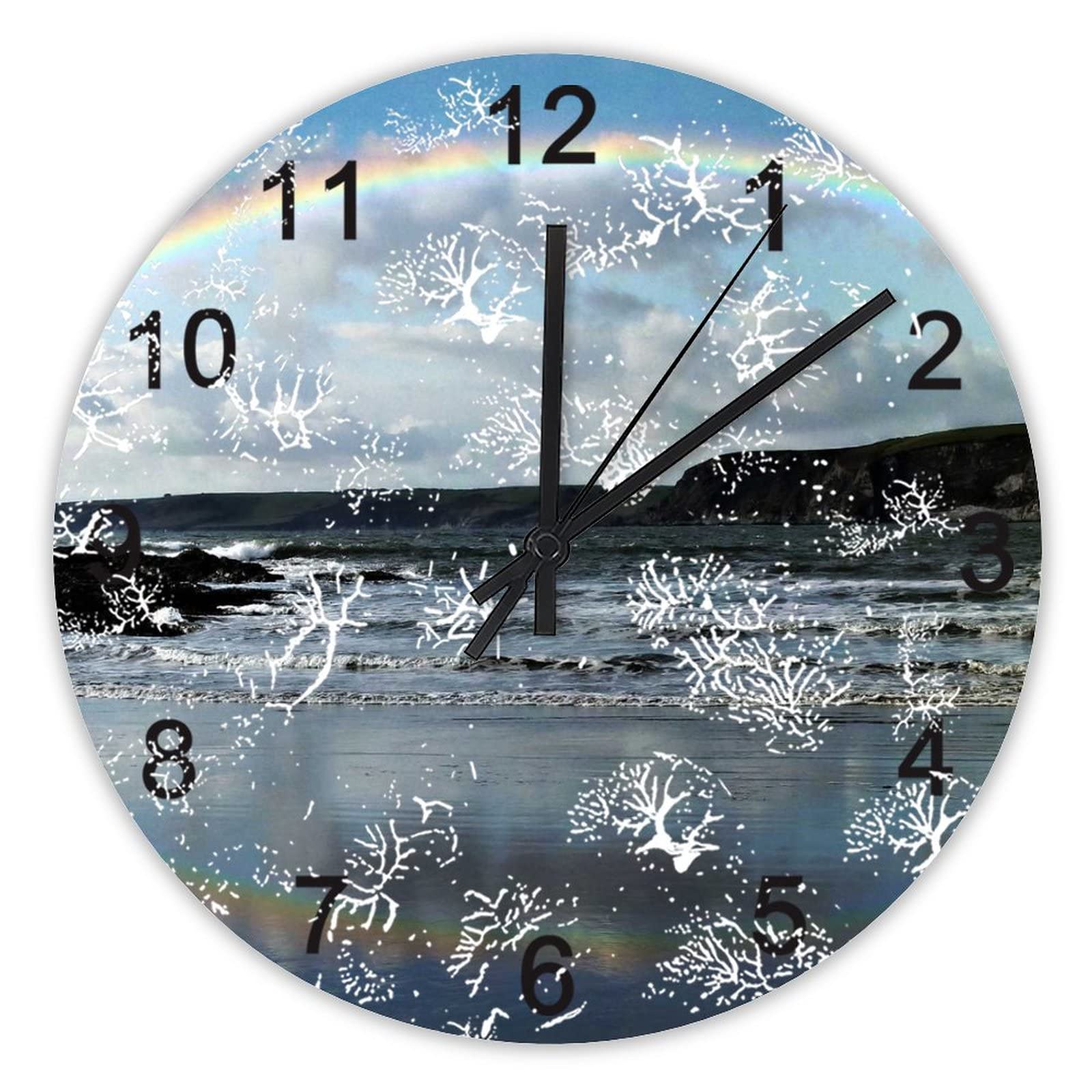 Horloge de cuisine silencieuse et colorée pour une ambiance plage arc-en-ciel apaisante