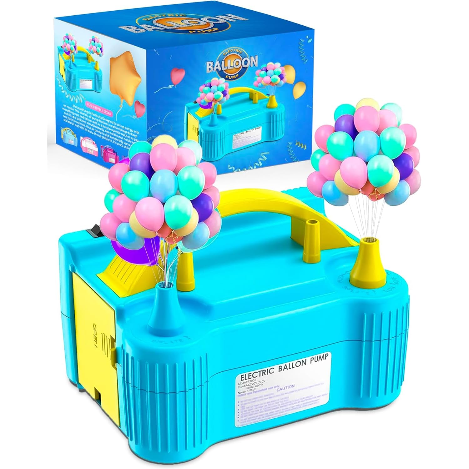 Active 100 Electric Balloon Pump, Portable Dual Nozzle Electric Air Pump for Balloons 220v-240v 600w, Balloon Machine for Bulk Balloons Filling, Balloon Pump for Outdoor Recreations