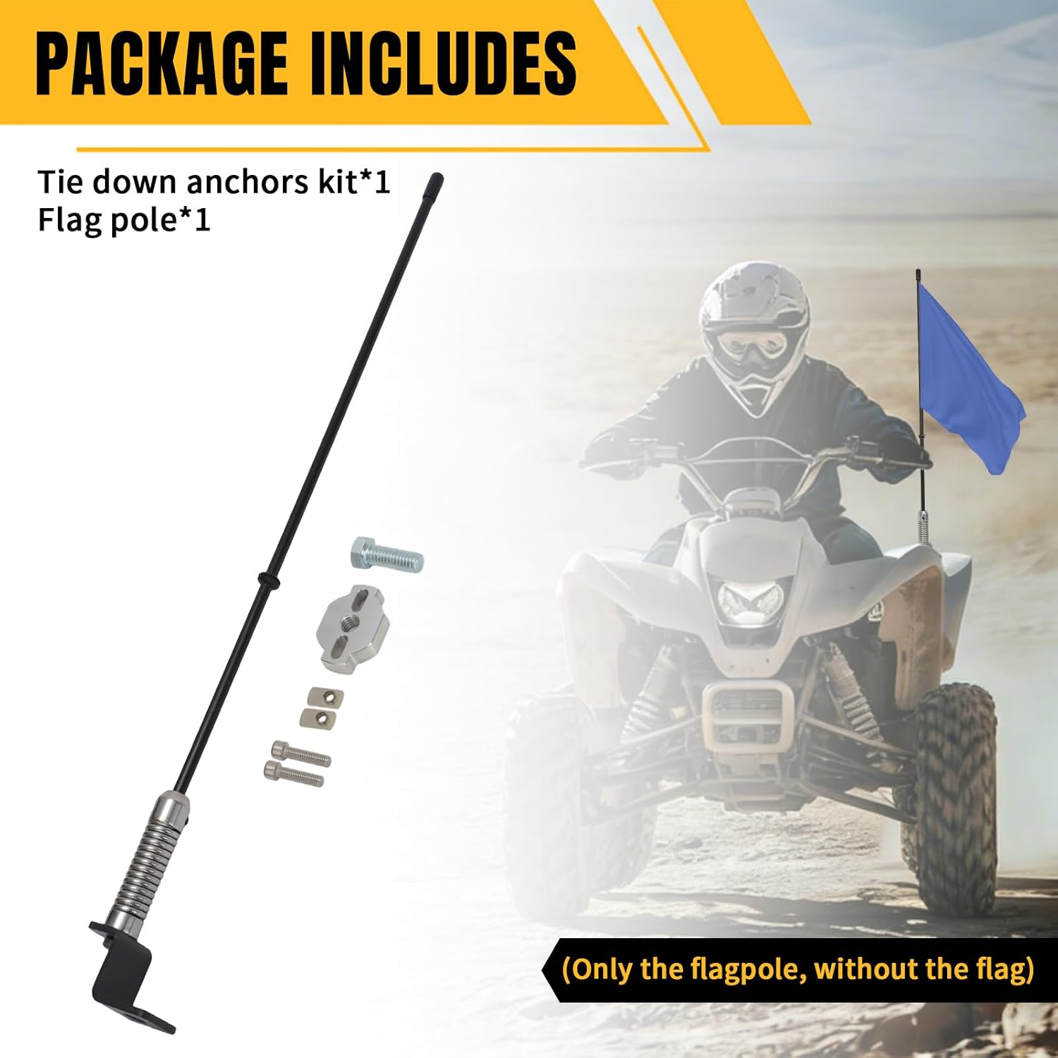 AUTOVIC UTV ATV Flag Pole with Heavy-Duty ATV Tie Down Anchors Kit Aluminum Anchor Accessories for CF Moto UTV/ATV Low-Profile Design Stronger Clamping Force Mounts Silver