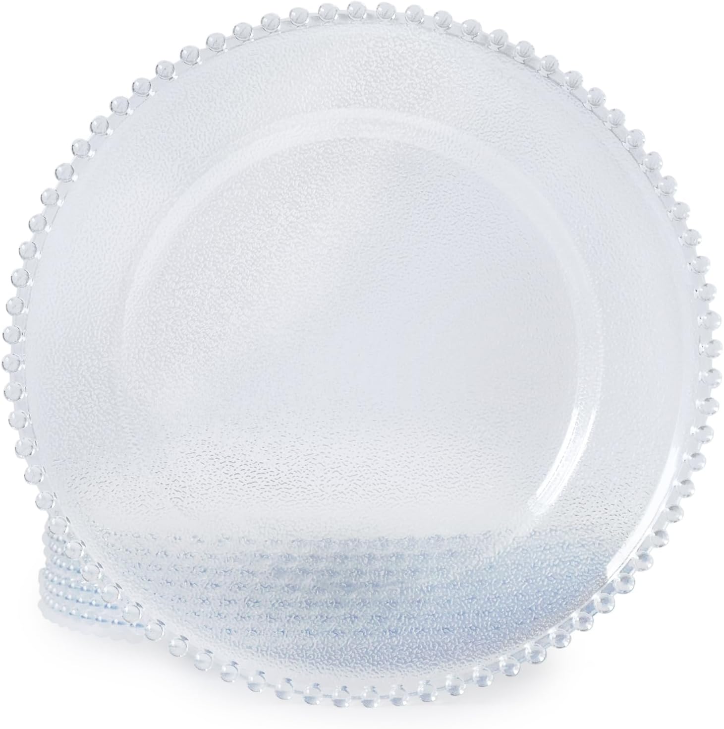 13inch Clear Bead Acrylic Plastics Back texture Charger Plate, Set of 8, Charger Plates for Dinner,Wedding,Party,Event Decoration. (Acrylic Clear Beaded Charger Plates) Acrylic Clear Bead Charger Plates