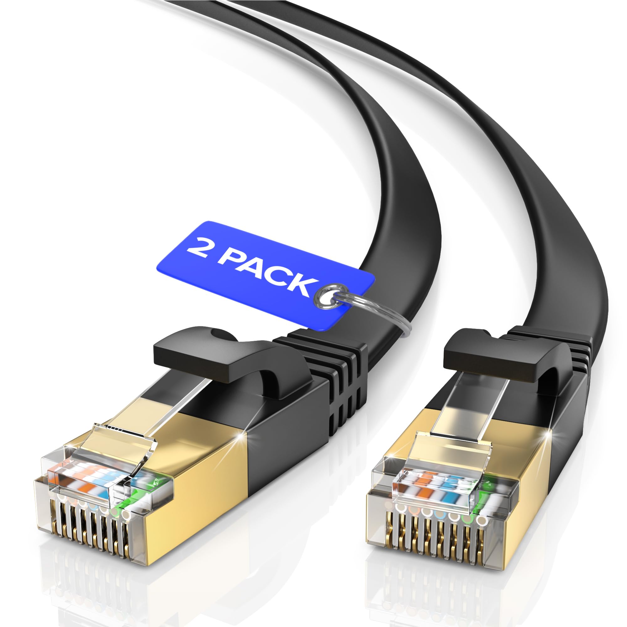 Amazon.com: Maximm Cable CAT7 Flat Ethernet Cable, 2 Pack (Black