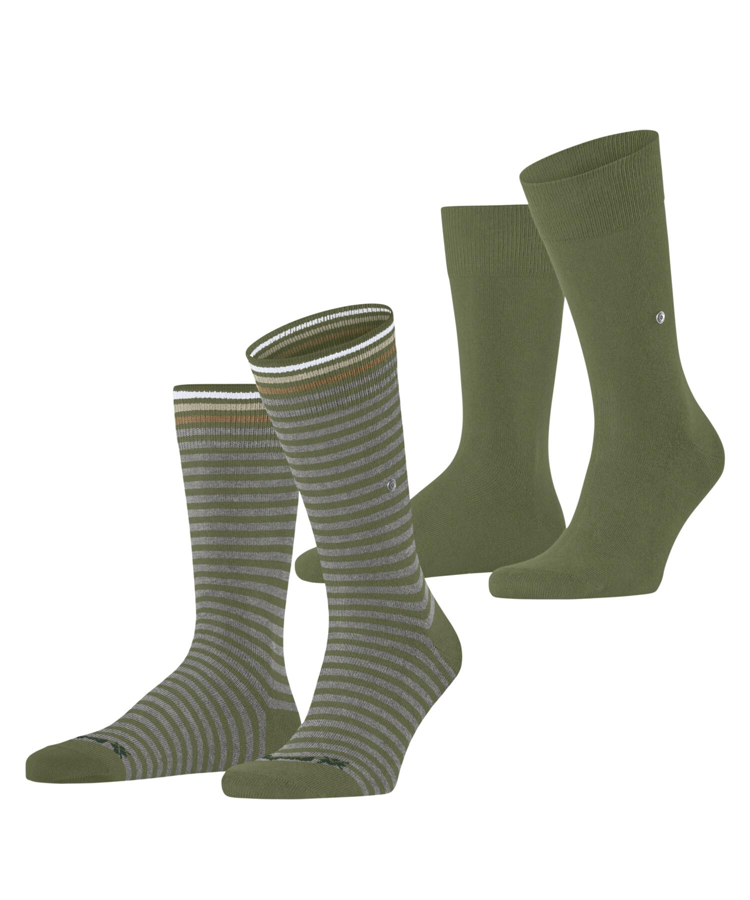 Burlington Men's Green Salvia 7472 Everyday Stripe Mixed Multipack M So Cotton Patterned Socks 2 Pairs, 6.5-11