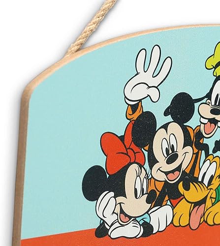 Miniatura 4 de Disney Mickey Mouse Hello Friends - Decoración de pared de madera colgante - Divertido letrero de Mickey Mouse para dormitorio de niños o sala de