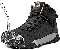 KEFUWU Men's Waterproof Hiking Boots - Non-Slip Leather Ankle Boots Lightweight Breathable Trekking Shoes