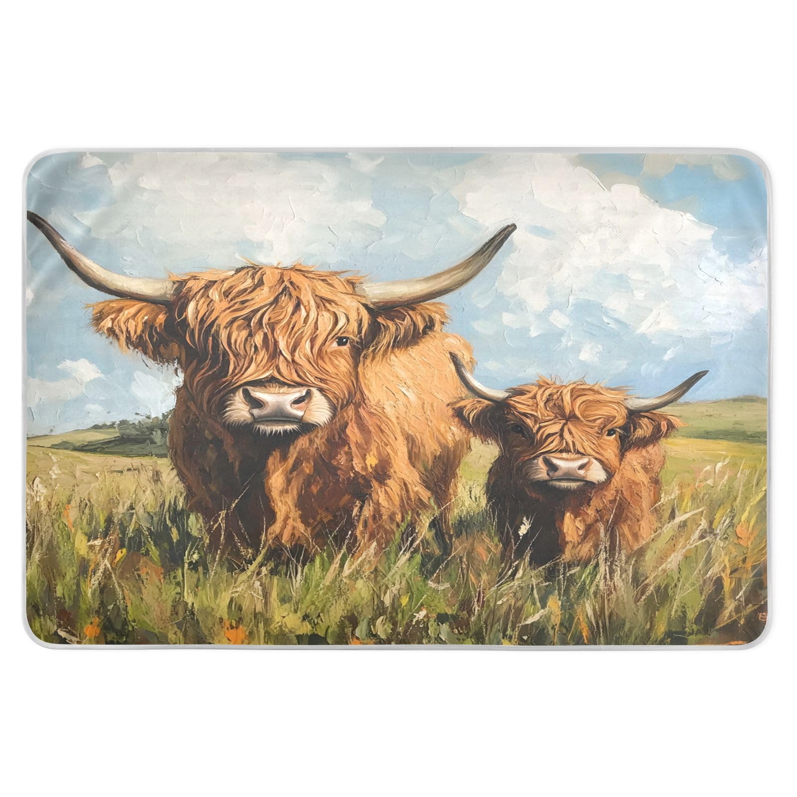 CEBUGI 34” x 52”Washable Underpads Heavy Absorbency Waterproof Incontinence Bed Pads Highland Cow Pee Pads for Adults Kids and Baby